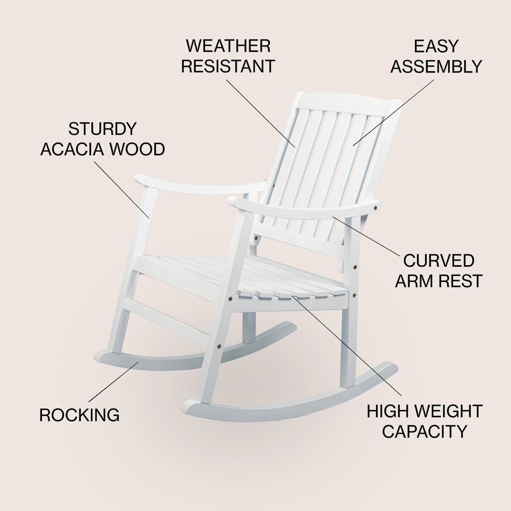 Penny Classic Slat - Back Support Acacia Wood Patio Outdoor Rocking Chair - Tuesday Morning - Outdoor Chairs