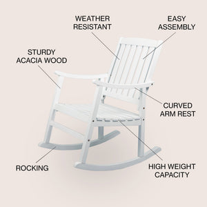 Penny Classic Slat - Back Support Acacia Wood Patio Outdoor Rocking Chair - Tuesday Morning - Outdoor Chairs