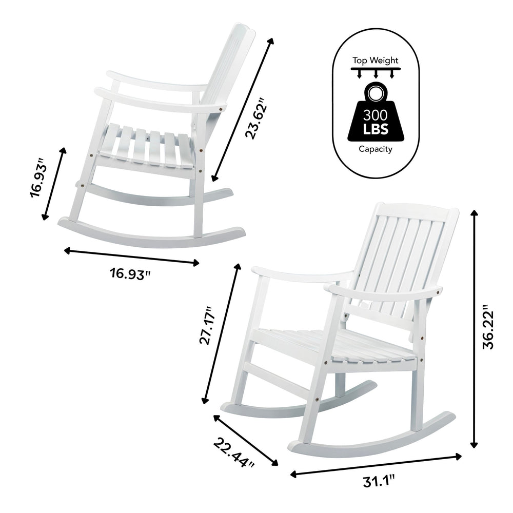 Penny Classic Slat - Back Support Acacia Wood Patio Outdoor Rocking Chair - Tuesday Morning - Outdoor Chairs