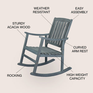 Penny Classic Slat - Back Support Acacia Wood Patio Outdoor Rocking Chair - Tuesday Morning - Outdoor Chairs