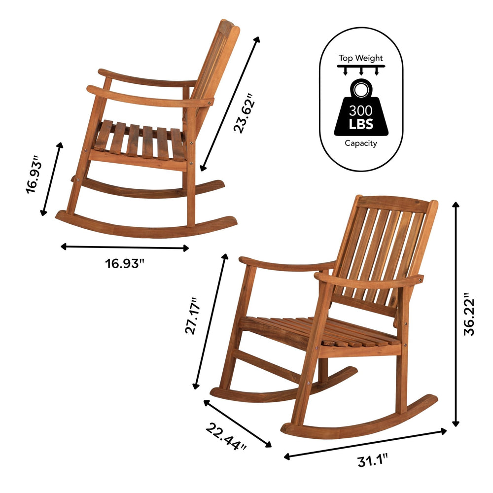 Penny Classic Slat - Back Support Acacia Wood Patio Outdoor Rocking Chair - Tuesday Morning - Outdoor Chairs