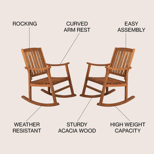 Penny Classic Slat - Back Support Acacia Wood Patio Outdoor Rocking Chair - Tuesday Morning - Outdoor Chairs