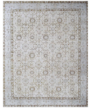 Traditional Persian Design Ivory Hand knotted Wool 8x10 Area Rug