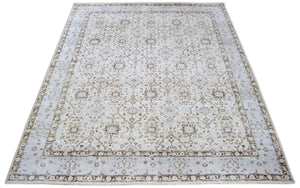 Traditional Persian Design Ivory Hand knotted Wool 8x10 Area Rug