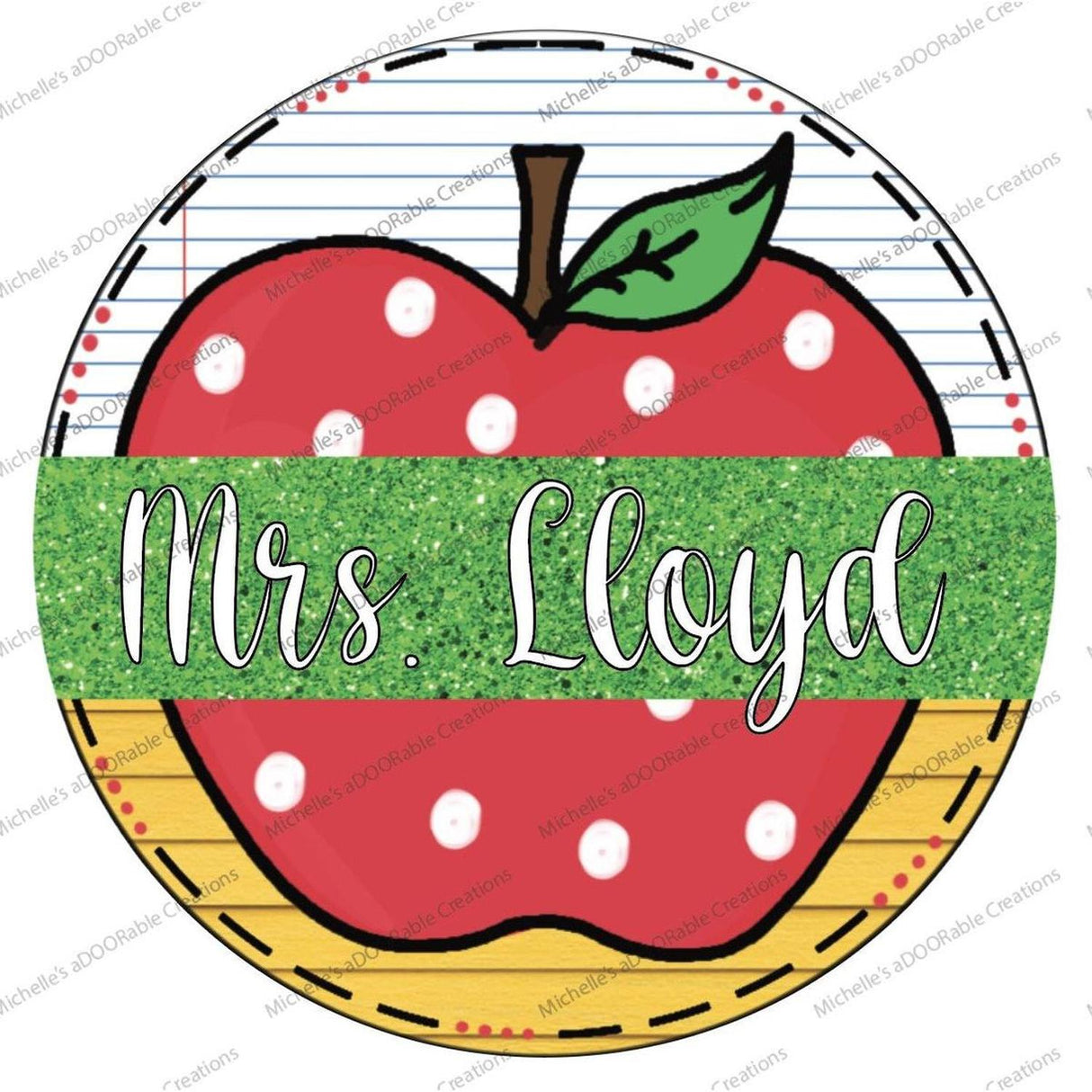 Personalized Apple Teacher Wreath Sign