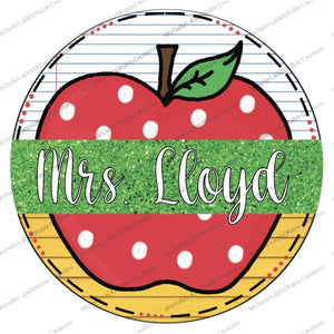 Personalized Apple Teacher Wreath Sign