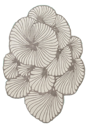 Petals Modern Floral Lace Beige Hand Tufted 5x7 Wool Rug