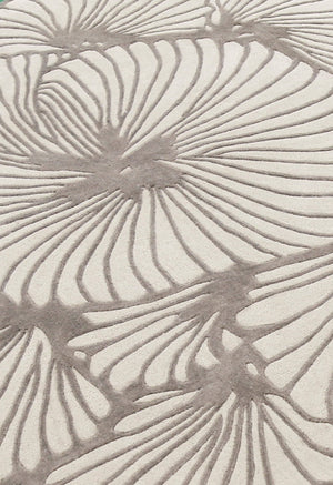 Petals Modern Floral Lace Beige Hand Tufted 5x7 Wool Rug