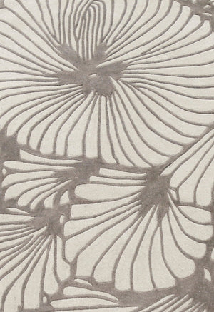 Petals Modern Floral Lace Beige Hand Tufted 5x7 Wool Rug