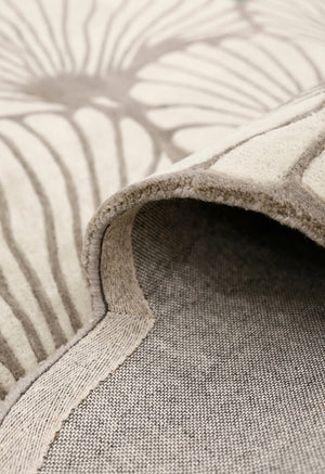 Petals Modern Floral Lace Beige Hand Tufted 5x7 Wool Rug