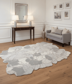 Petals Modern Gray Hand Tufted 5x7 Wool Area Rug