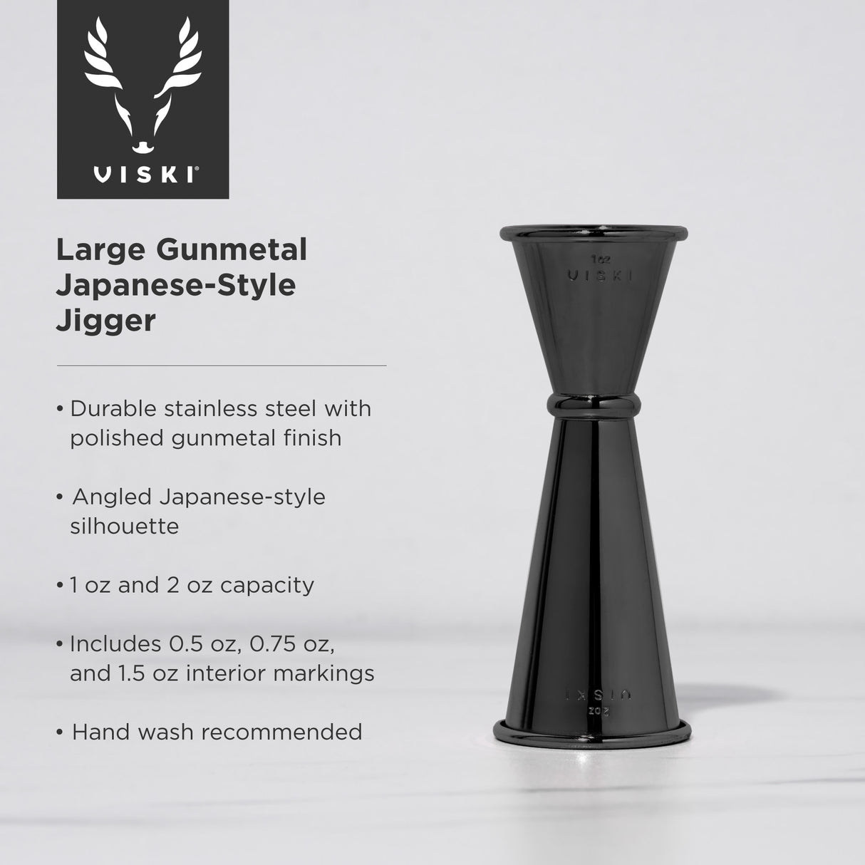 Large gunmetal japanese style jigger by viski®