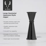 Large gunmetal japanese style jigger by viski®