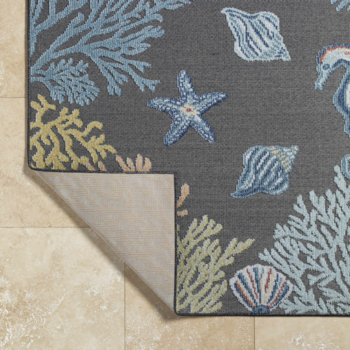 Pasca Charcoal Outdoor Area Rug - Clearance