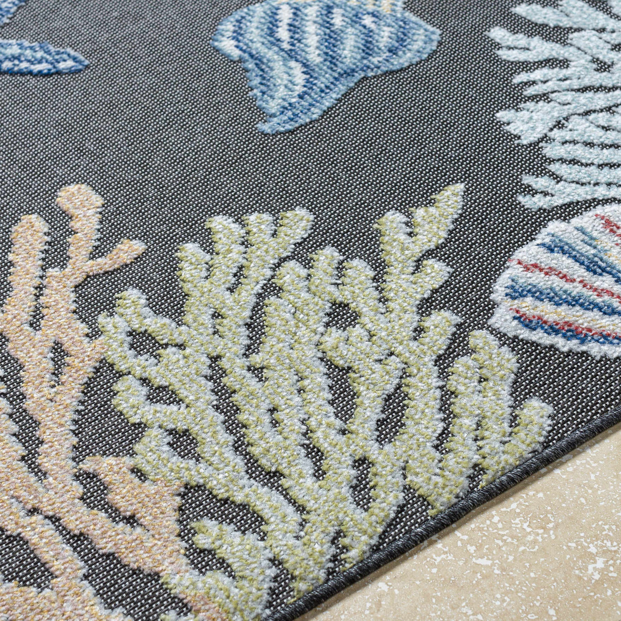 Pasca Charcoal Outdoor Area Rug - Clearance