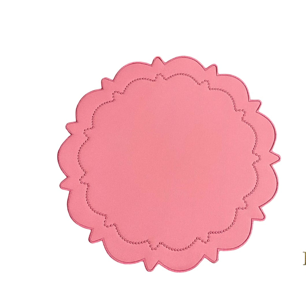 SOLSTICE PINK SCALLOPED FAUX LEATHER PLACEMAT