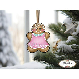 Pink Mint Gingerbread Girl Sign GBG4- Wreath Enhancement