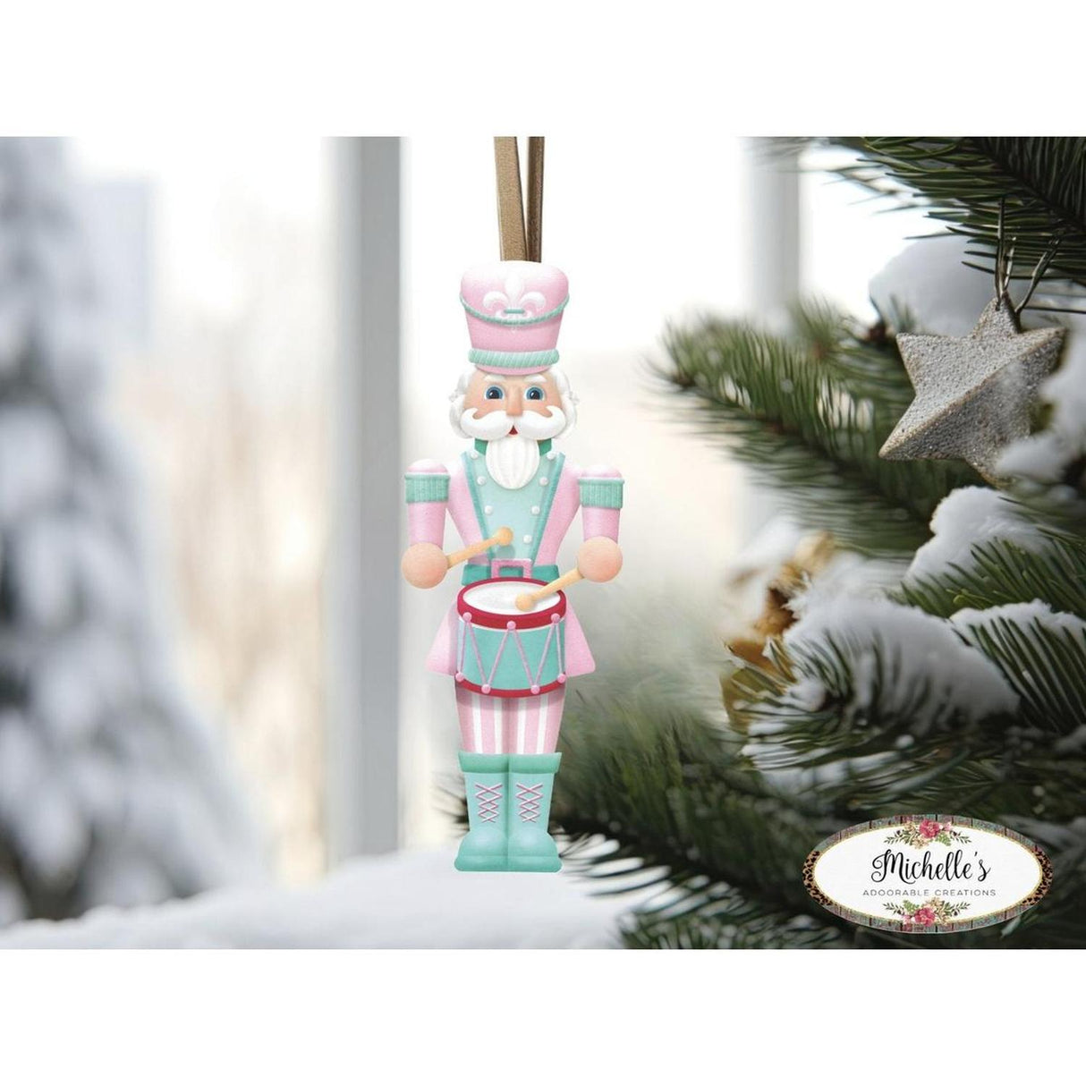 Pink Mint Green Nutcracker Sign - Wreath Enhancement