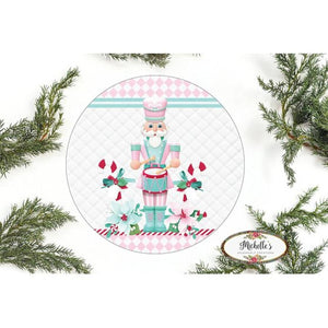 Pink Nutcracker Harlequin Poinsettia Sign - Wreath Enhancement
