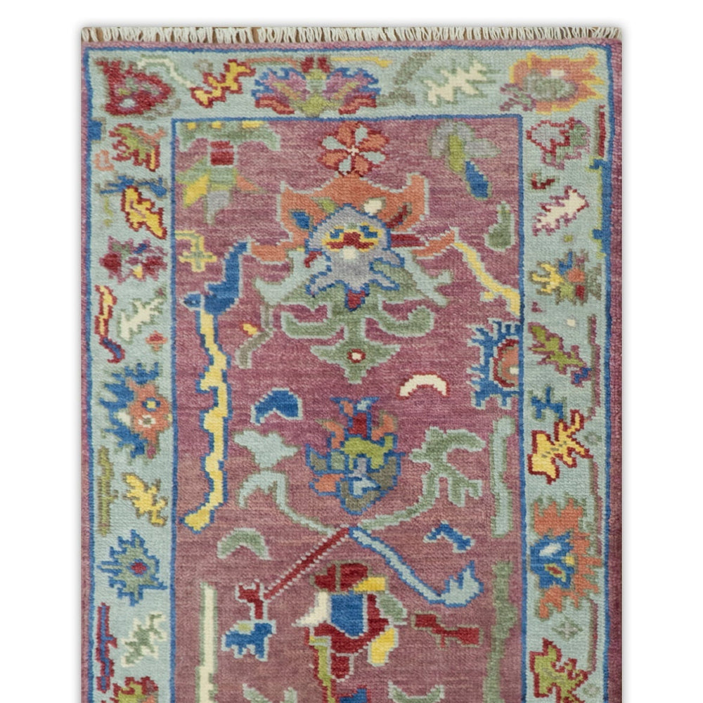 Colorful Hand knotted Traditional Oushak Pink And Ivory Custom Made wool Area Rug