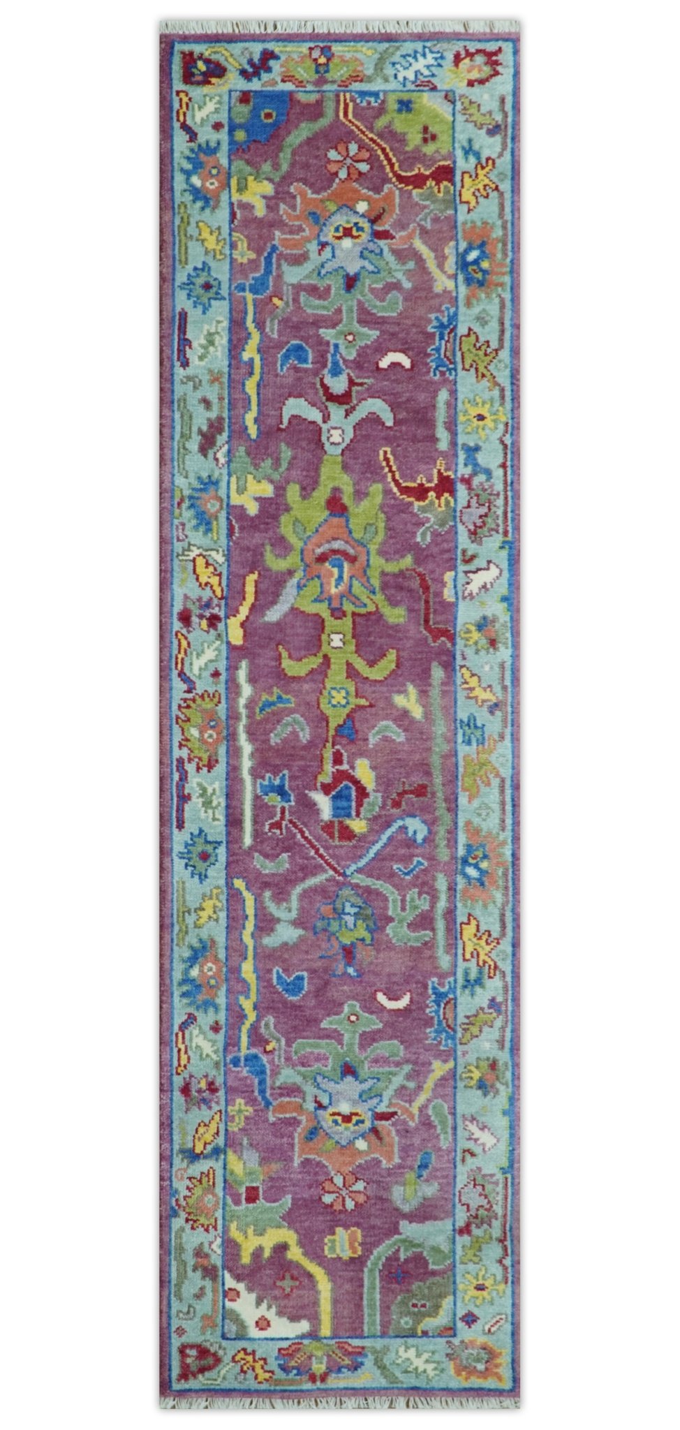 Colorful Hand knotted Traditional Oushak Pink And Ivory Custom Made wool Area Rug