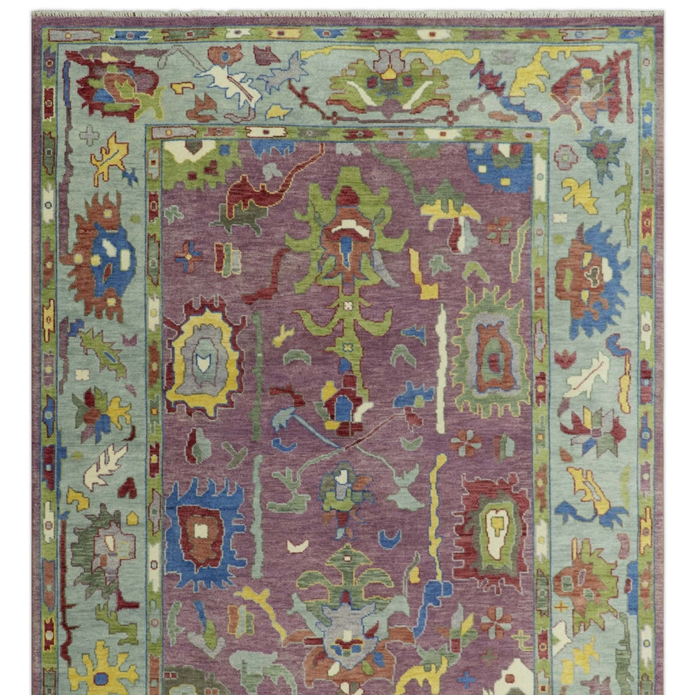 Colorful Hand knotted Traditional Oushak Pink And Ivory Custom Made wool Area Rug