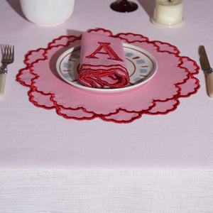 CRESSIDA PINK ROUND FABRIC PLACEMAT & NAPKIN SET