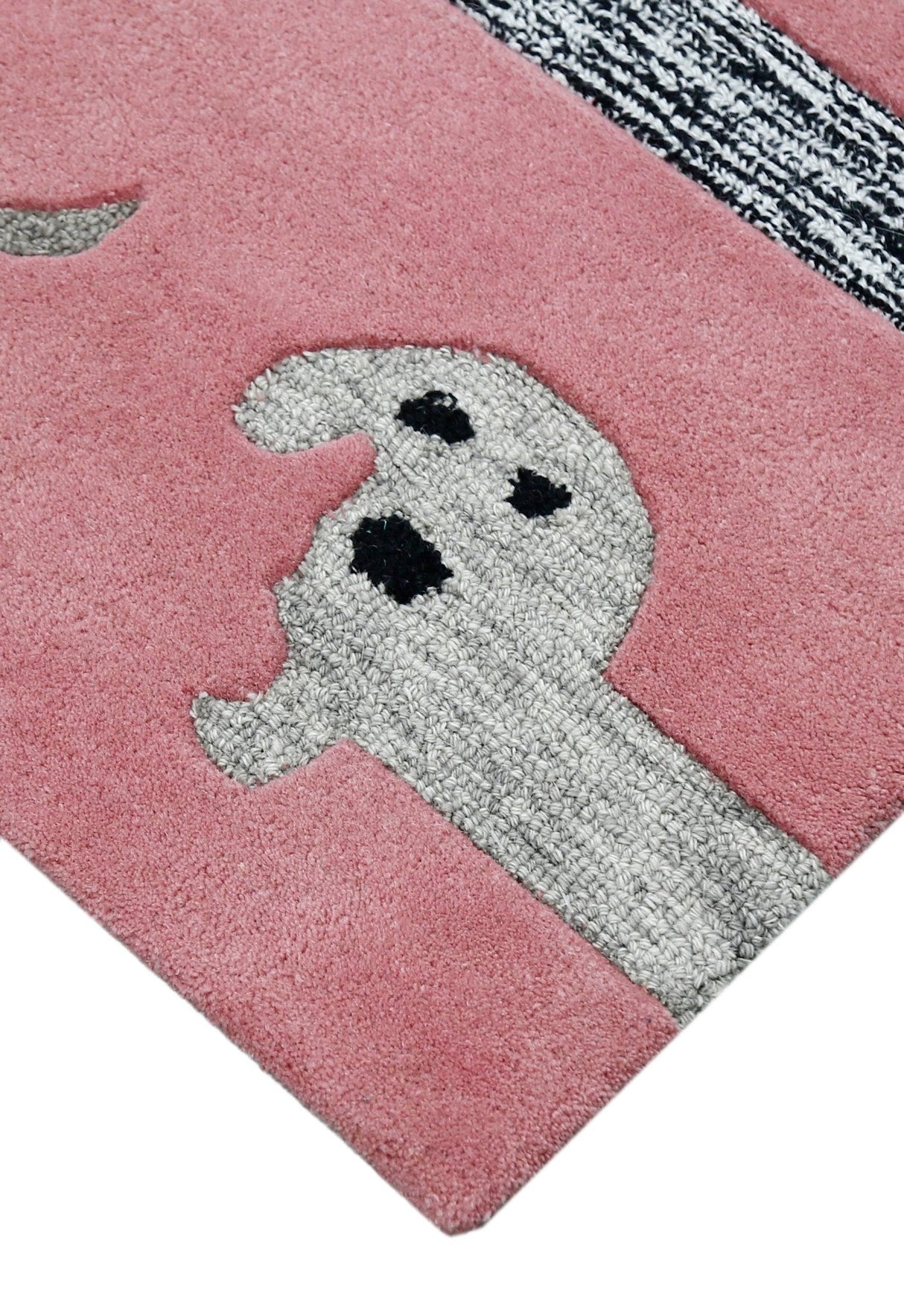 Pink Stretchy Pup Hand Tufted 3x6 Wool Area Rug