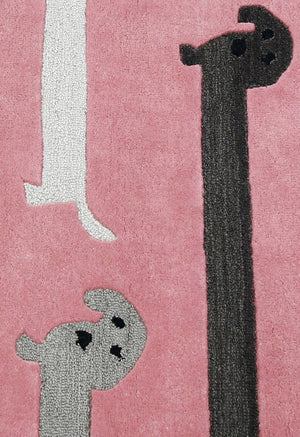 Pink Stretchy Pup Hand Tufted 3x6 Wool Area Rug