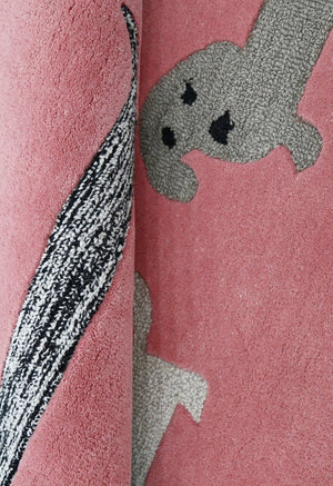 Pink Stretchy Pup Hand Tufted 3x6 Wool Area Rug
