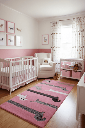 Pink Stretchy Pup Hand Tufted 3x6 Wool Area Rug