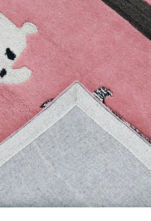 Pink Stretchy Pup Hand Tufted 3x6 Wool Area Rug