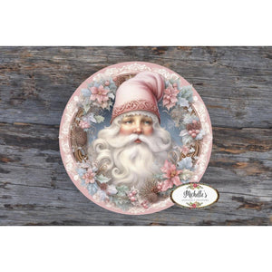 Pink Vintage Santa Claus Sign - Wreath Enhancement