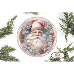 Pink Vintage Santa Claus Sign - Wreath Enhancement