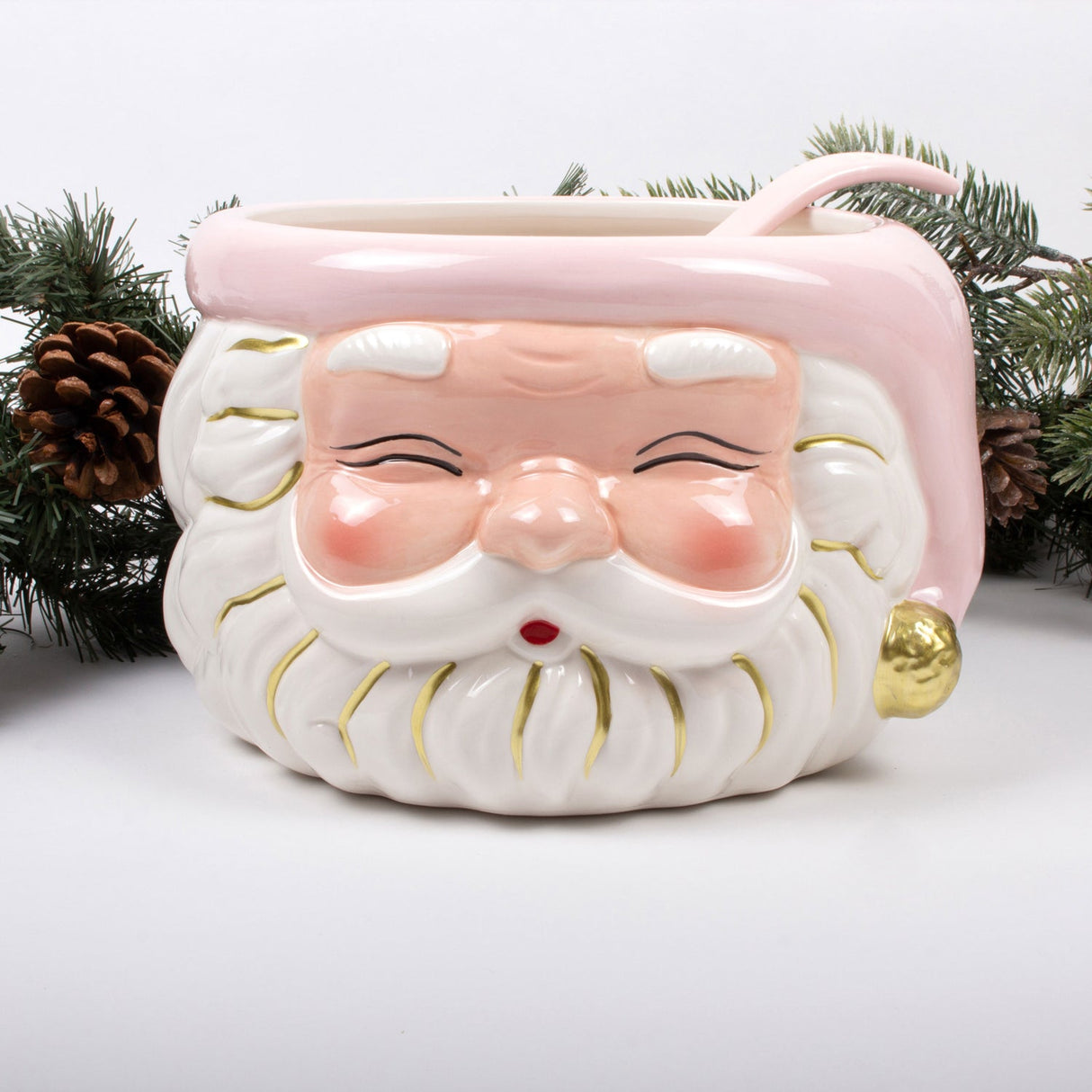 PINK SANTA PUNCH BOWL & LADLE