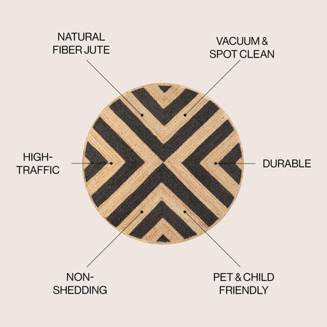 Piper Two - Tone Chevron Round Jute Round Area Rug - Tuesday Morning - Area Rugs