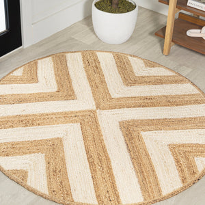 Piper Two - Tone Chevron Round Jute Round Area Rug - Tuesday Morning - Area Rugs