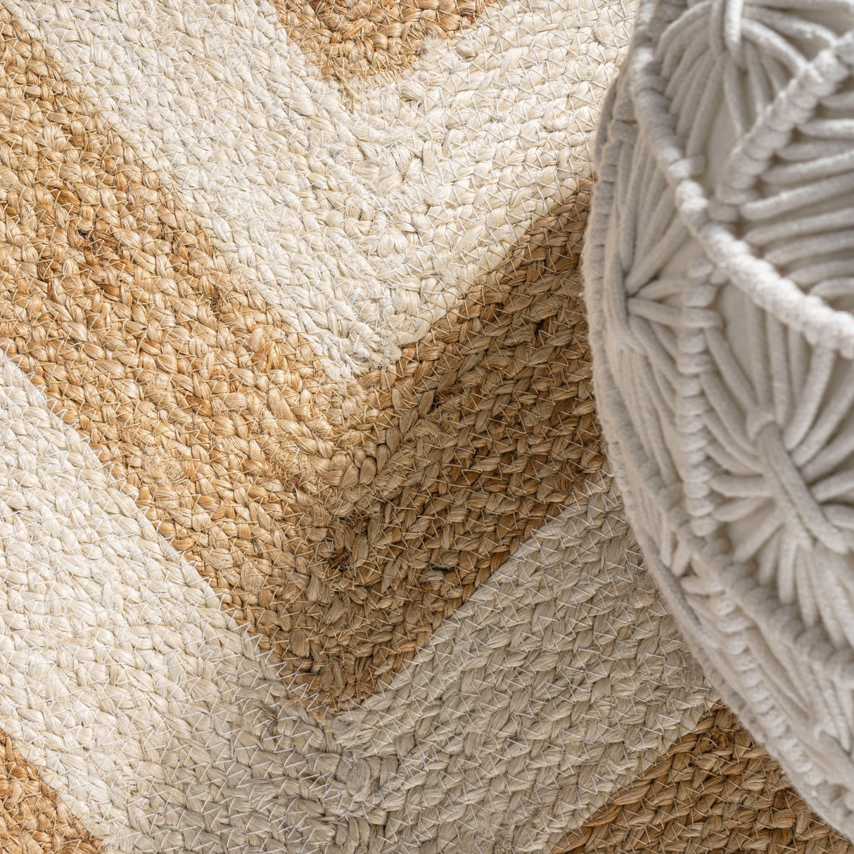 Piper Two - Tone Chevron Round Jute Round Area Rug - Tuesday Morning - Area Rugs