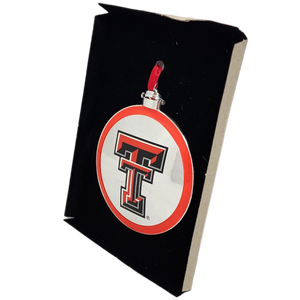 Silver Plated College Logo Ornament - Texas Tech