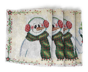 Set of 4-Pieces Magical Snowman Holiday Tapestry Placemats 13” x 19”