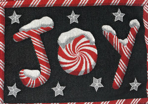 Set of 4-Pieces Peppermint Joy Holiday Tapestry Placemats 13” x 19” (12904)