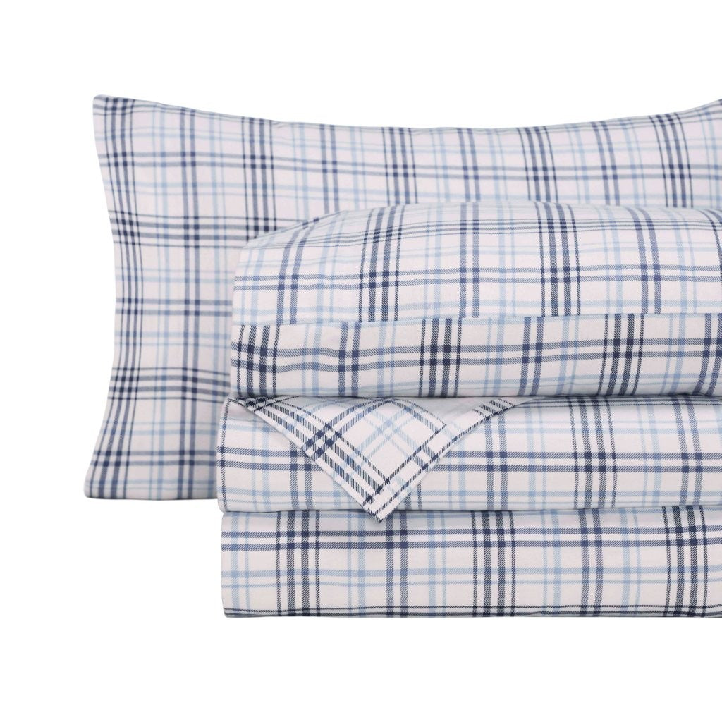 100% Cotton Flannel Sheet Set Plaid Classic Modern Farmhouse Deep Pocket - Sheet Set by Superior Brand
