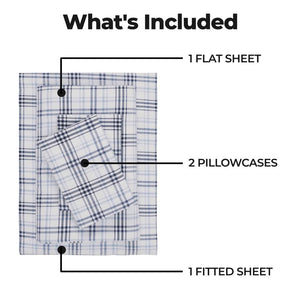100% Cotton Flannel Sheet Set Plaid Classic Modern Farmhouse Deep Pocket - Sheet Set by Superior Brand