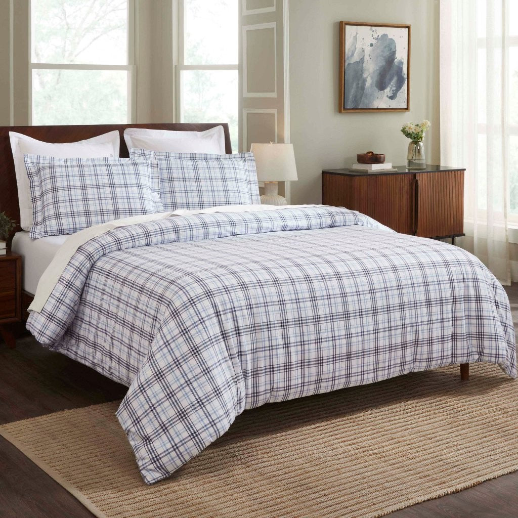 Plaid Flannel Cotton Classic Modern Farmhouse Duvet Cover Set - Duvet Cover Set by Superior Brand