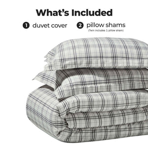 Plaid Flannel Cotton Classic Modern Farmhouse Duvet Cover Set - Duvet Cover Set by Superior Brand