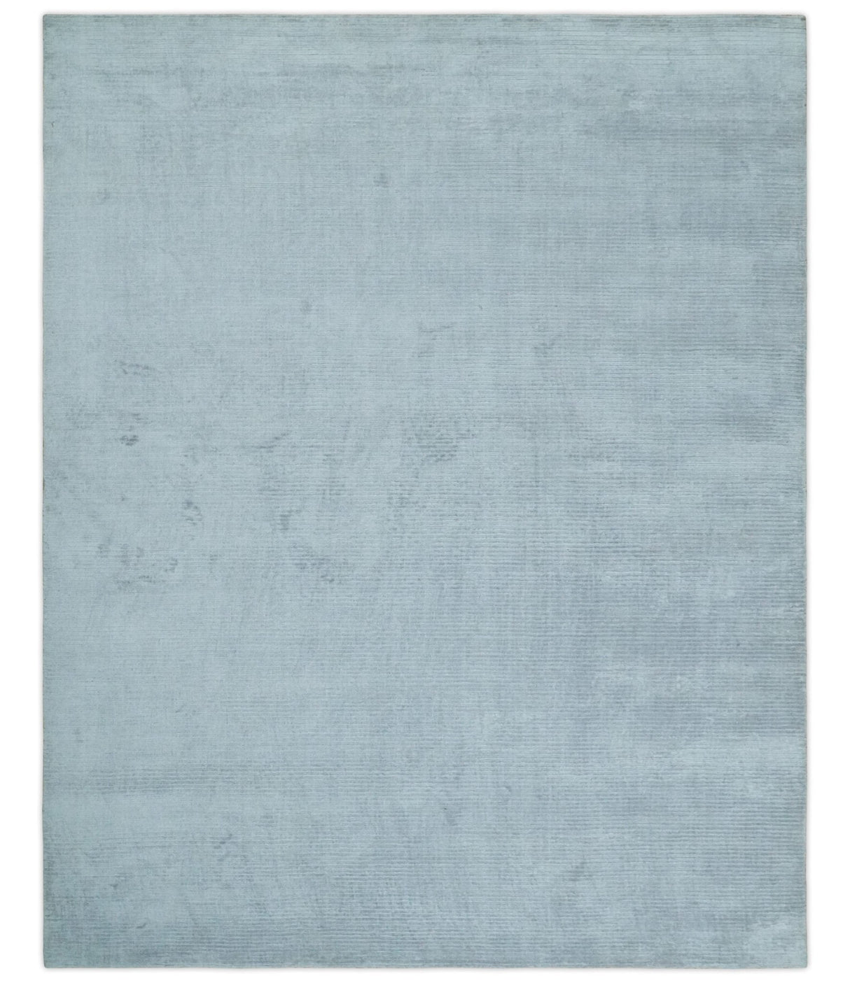 Plain Solid 8x10 Hand Loomed Silver Modern Minimalist Scandinavian Art Silk Rug
