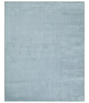 Plain Solid 8x10 Hand Loomed Silver Modern Minimalist Scandinavian Art Silk Rug