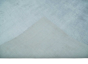Plain Solid 8x10 Hand Loomed Silver Modern Minimalist Scandinavian Art Silk Rug