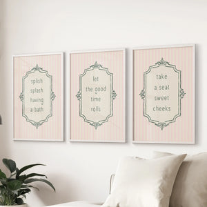 Funny Bathroom Art. Set of 3 Typography Quote Prints