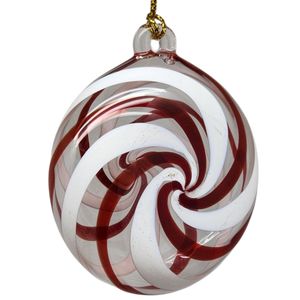 Peppermint Swirl Egyptian Glass Disc Ornament